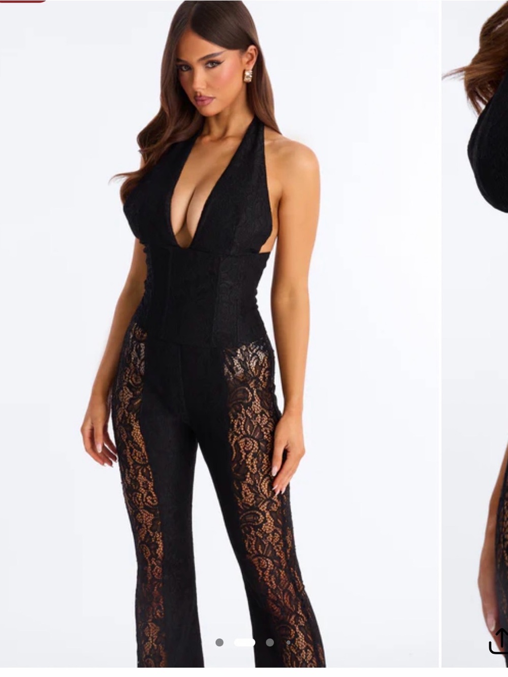 Irina Fashion Nova Black Lace Halter Corset Jumpsuit